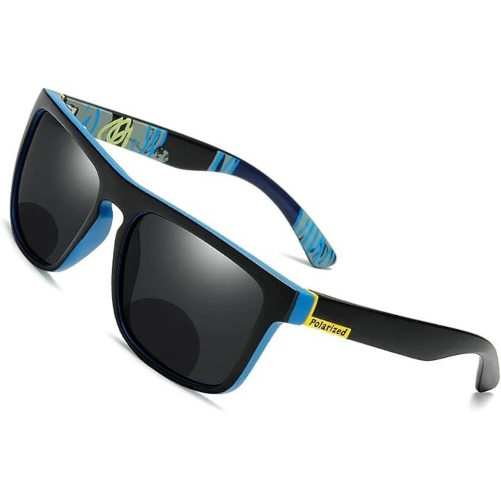 Men Black Blue Sport Wrap Frame UV Protection Eyewear Polarized Sunglasses Gafas